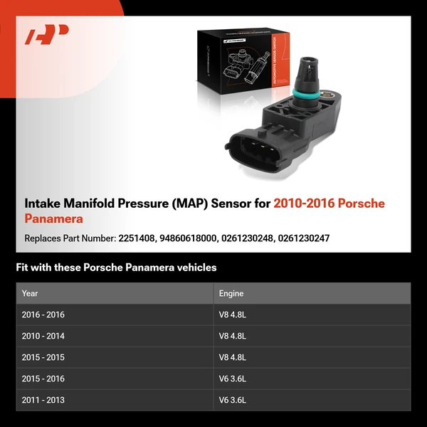 Intake Manifold Pressure (MAP) Sensor for 2010-2016 Porsche Panamera