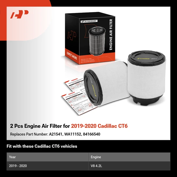 2 Pcs Engine Air Filter for 2019-2020 Cadillac CT6
