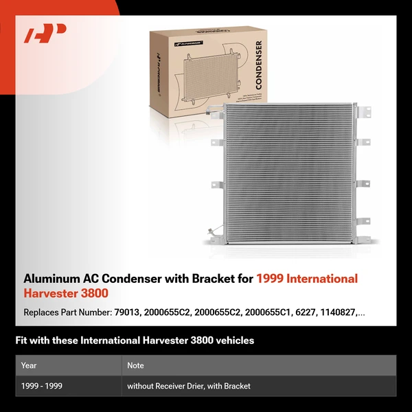 Aluminum AC Condenser with Bracket for 1999 International Harvester 3800