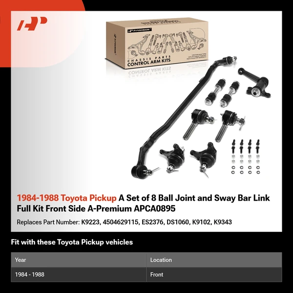 1984-1988 Toyota Pickup A Set of 8 Ball Joint and Sway Bar Link Full Kit Front Side A-Premium APCA0895