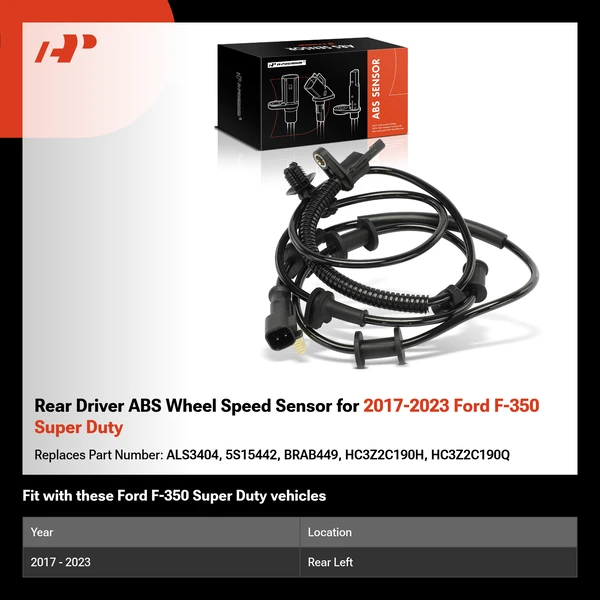Rear Driver ABS Wheel Speed Sensor for 2017-2023 Ford F-350 Super Duty
