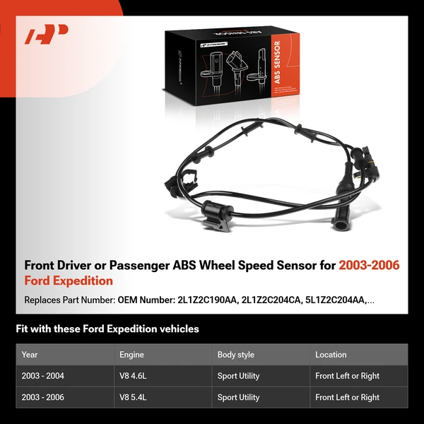 Front Driver or Passenger ABS Wheel Speed Sensor for 2003-2006 Ford Expedition