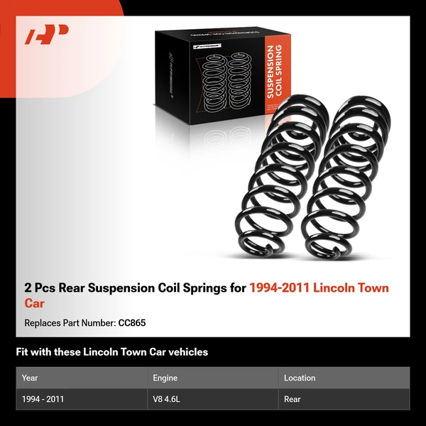 2 Pcs Rear Suspension Coil Springs for 1994-2011 Lincoln Town Car
