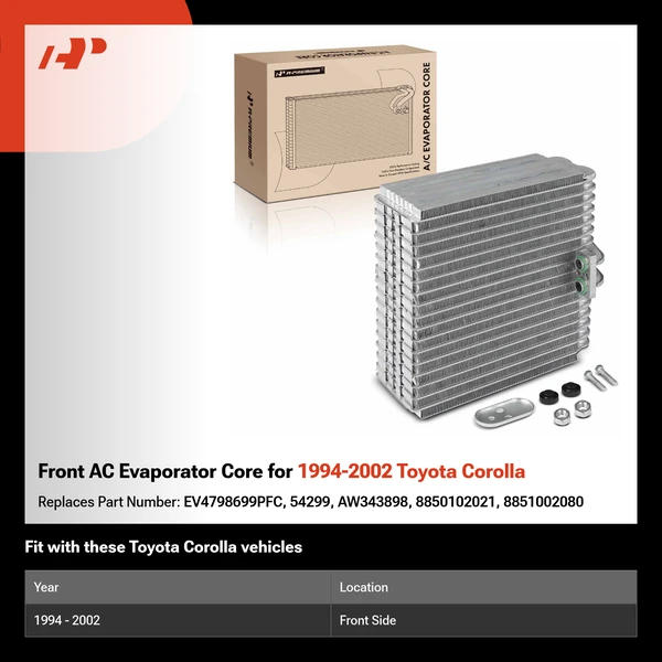 Front AC Evaporator Core for 1994-2002 Toyota Corolla