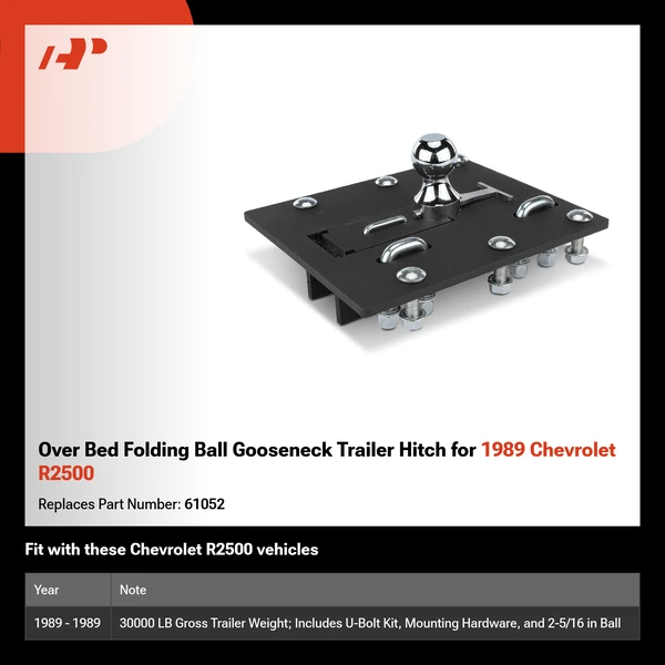 Over Bed Folding Ball Gooseneck Trailer Hitch for 1989 Chevrolet R2500