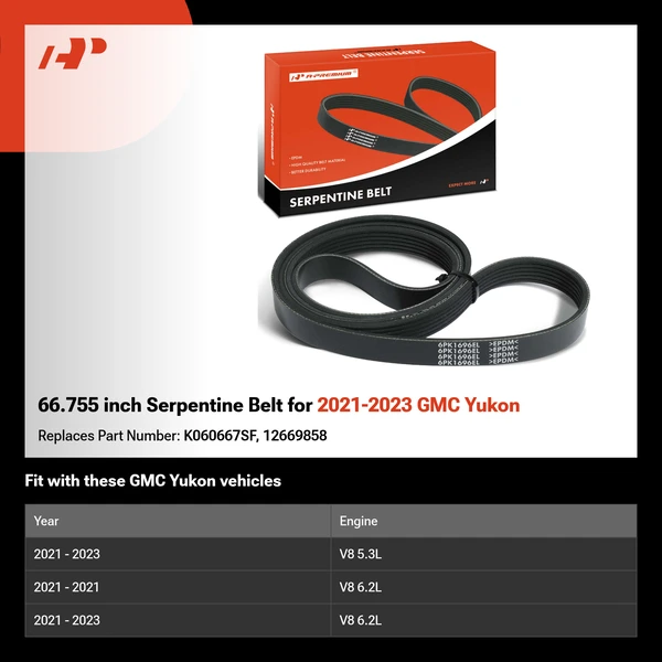 66.755 inch Serpentine Belt for 2021-2023 GMC Yukon
