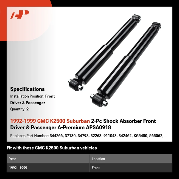 1992-1999 GMC K2500 Suburban 2-Pc Shock Absorber Front Driver & Passenger A-Premium APSA0918