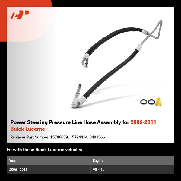 Power Steering Pressure Line Hose Assembly for 2006-2011 Buick Lucerne