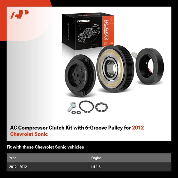 AC Compressor Clutch Kit with 6-Groove Pulley for 2012 Chevrolet Sonic