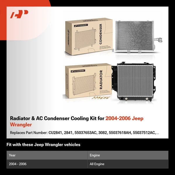 Radiator & AC Condenser Cooling Kit for 2004-2006 Jeep Wrangler