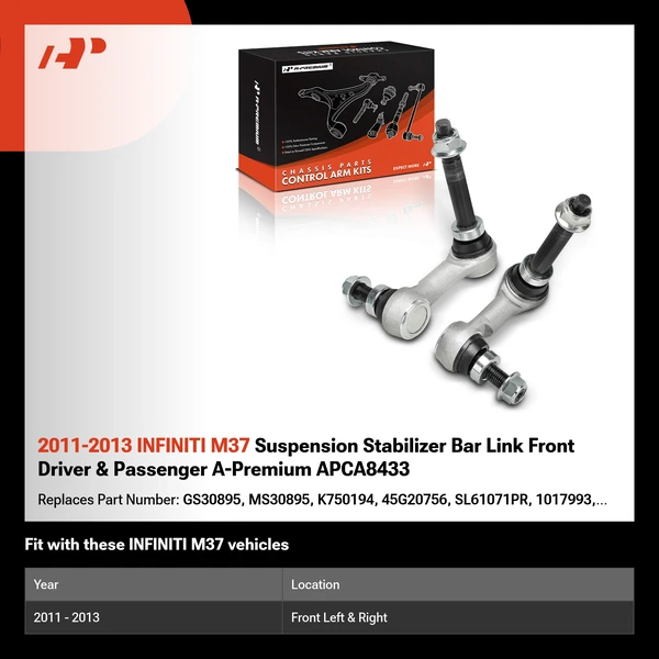 2011-2013 INFINITI M37 Suspension Stabilizer Bar Link Front Driver & Passenger A-Premium APCA8433