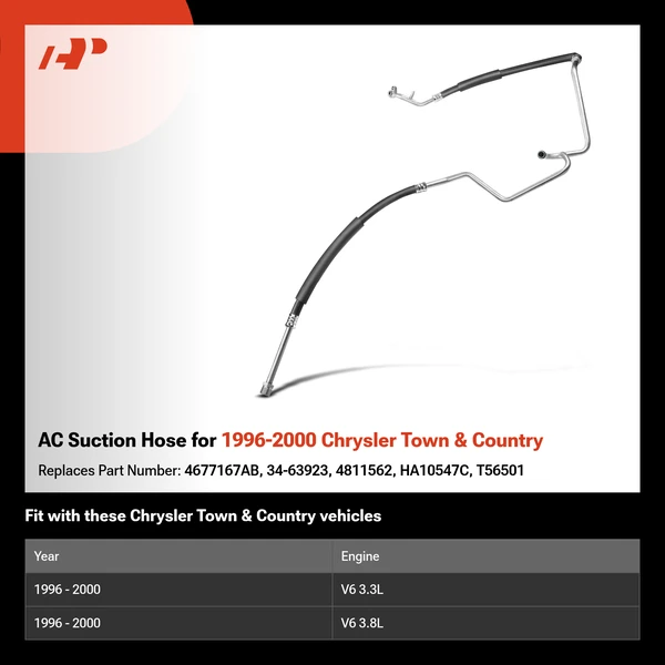 AC Suction Hose for 1996-2000 Chrysler Town & Country
