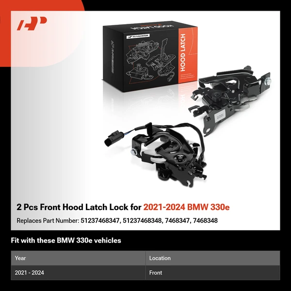 2 Pcs Front Hood Latch Lock for 2021-2024 BMW 330e