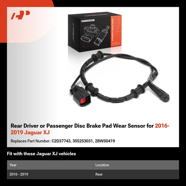 Rear Driver or Passenger Disc Brake Pad Wear Sensor for 2016-2019 Jaguar XJ