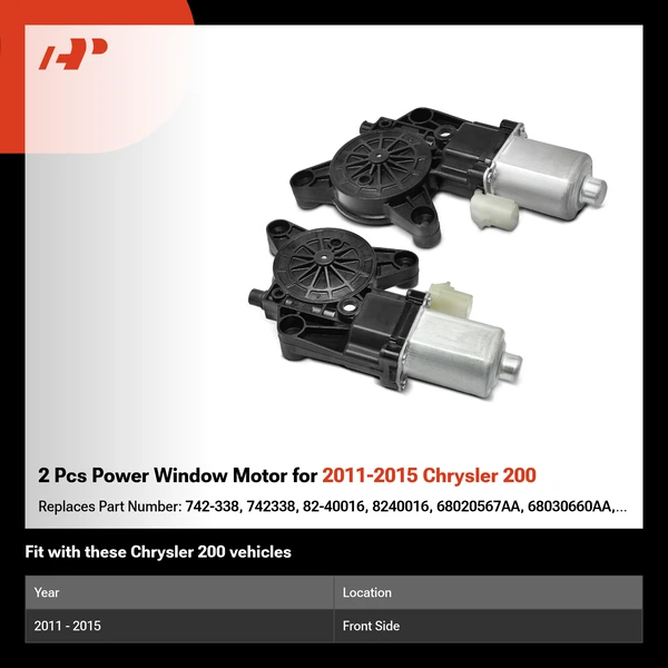 2 Pcs Power Window Motor for 2011-2015 Chrysler 200