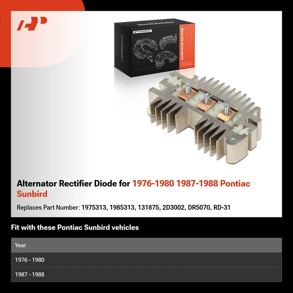 Alternator Rectifier Diode for 1976-1980 1987-1988 Pontiac Sunbird