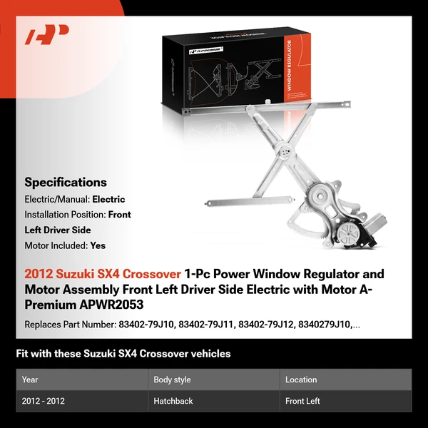 2012 Suzuki SX4 Crossover 1-Pc Power Window Regulator and Motor Assembly Front Left Driver Side Electric with Motor A-Premium APWR2053