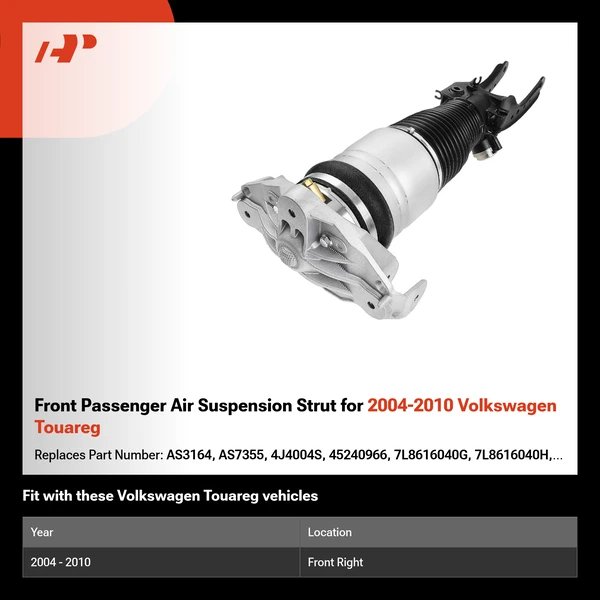 Front Passenger Air Suspension Strut for 2004-2010 Volkswagen Touareg