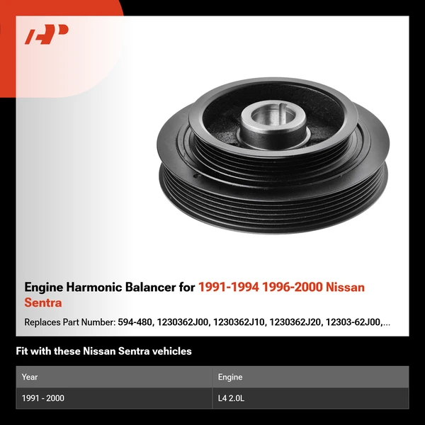 Engine Harmonic Balancer for 1991-1994 1996-2000 Nissan Sentra