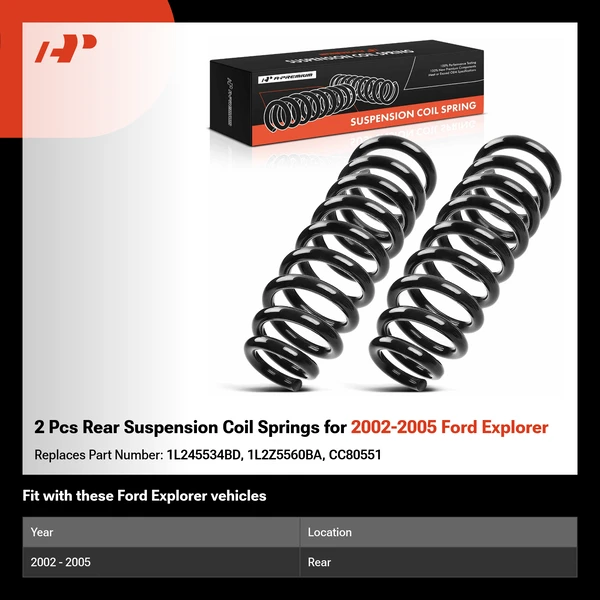 2 Pcs Rear Suspension Coil Springs for 2002-2005 Ford Explorer