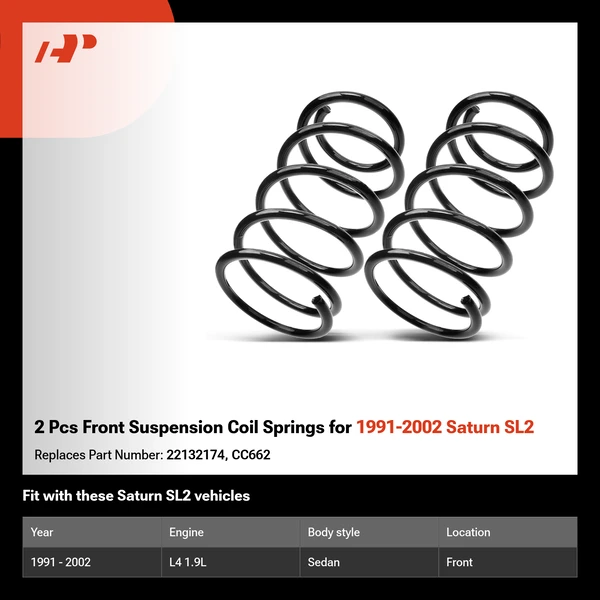 2 Pcs Front Suspension Coil Springs for 1991-2002 Saturn SL2