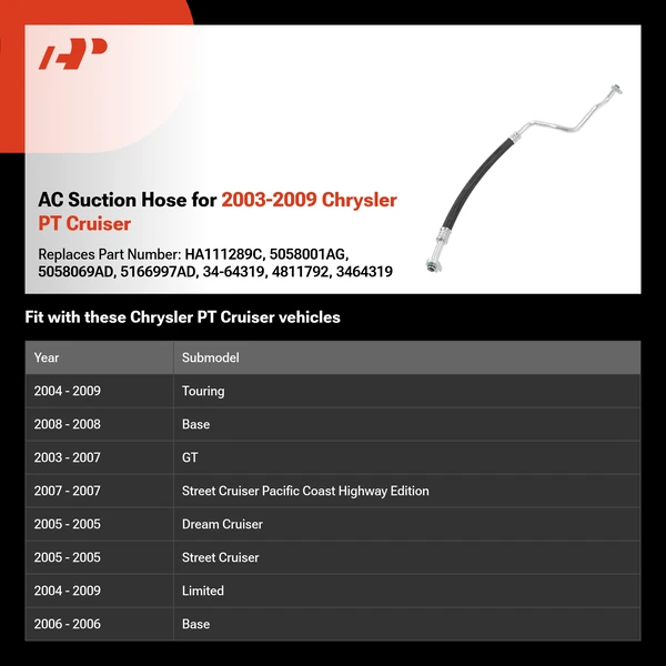 AC Suction Hose for 2003-2009 Chrysler PT Cruiser