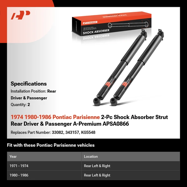 1974 1980-1986 Pontiac Parisienne 2-Pc Shock Absorber Strut Rear Driver & Passenger A-Premium APSA0866