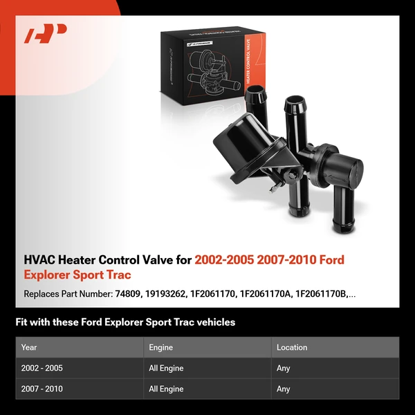 HVAC Heater Control Valve for 2002-2005 2007-2010 Ford Explorer Sport Trac