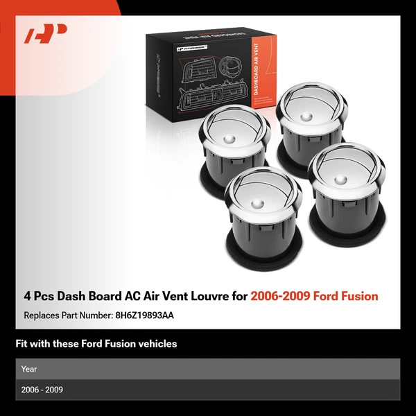 4 Pcs Dash Board AC Air Vent Louvre for 2006-2009 Ford Fusion