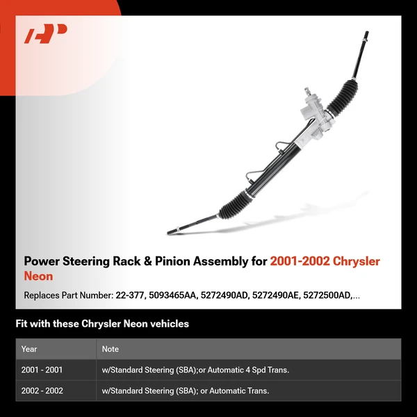 Power Steering Rack & Pinion Assembly for 2001-2002 Chrysler Neon