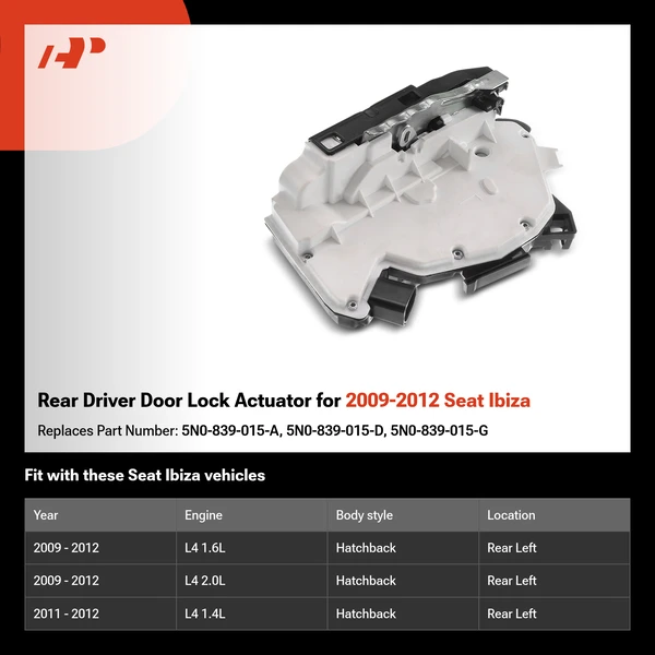 Rear Driver Door Lock Actuator for 2009-2012 Seat Ibiza