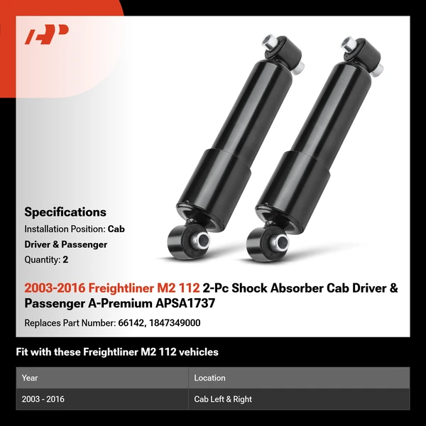 2003-2016 Freightliner M2 112 2-Pc Shock Absorber Cab Driver & Passenger A-Premium APSA1737