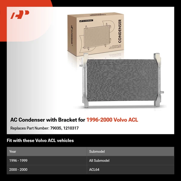 AC Condenser with Bracket for 1996-2000 Volvo ACL