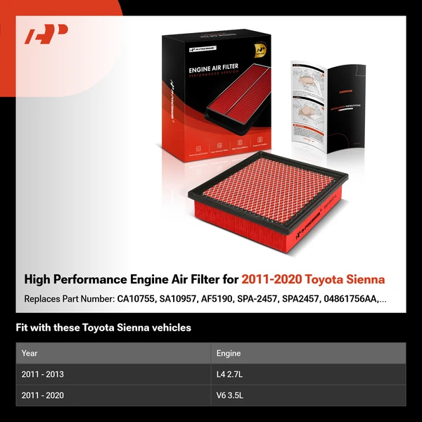 High Performance Engine Air Filter for 2011-2020 Toyota Sienna