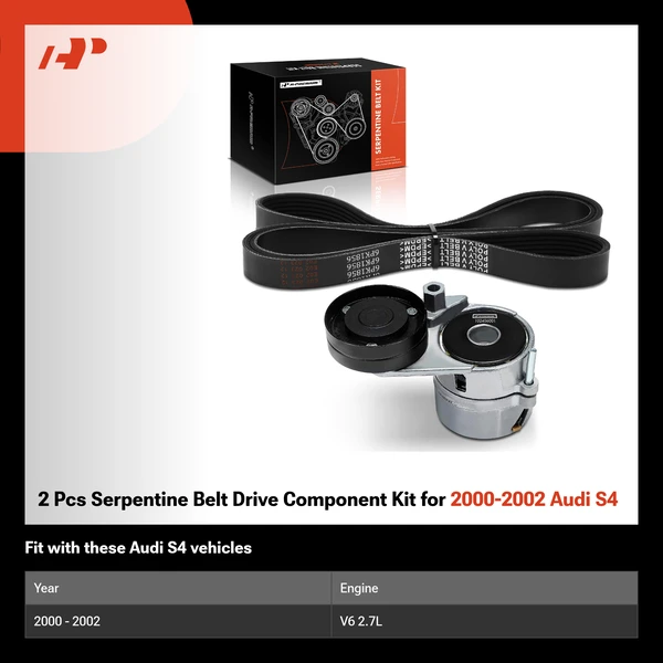 2 Pcs Serpentine Belt Drive Component Kit for 2000-2002 Audi S4