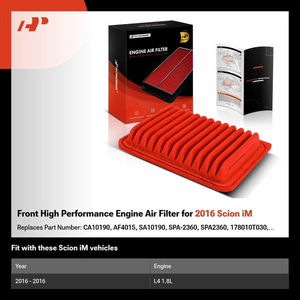 Front High Performance Engine Air Filter for 2016 Scion iM