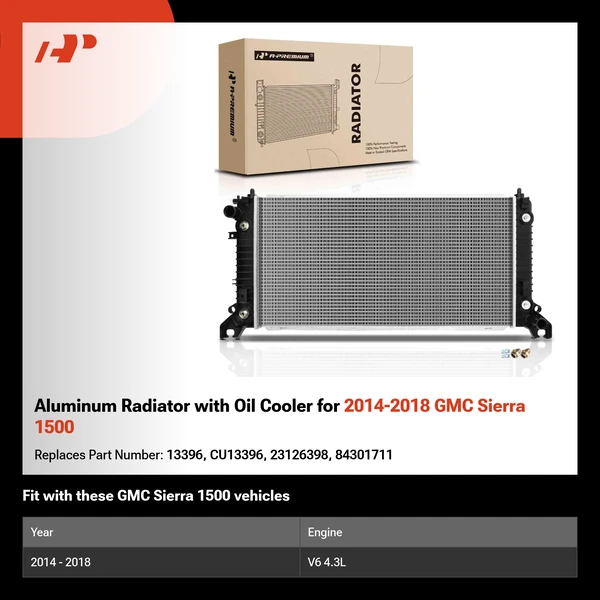 Aluminum Radiator with Oil Cooler for 2014-2018 GMC Sierra 1500