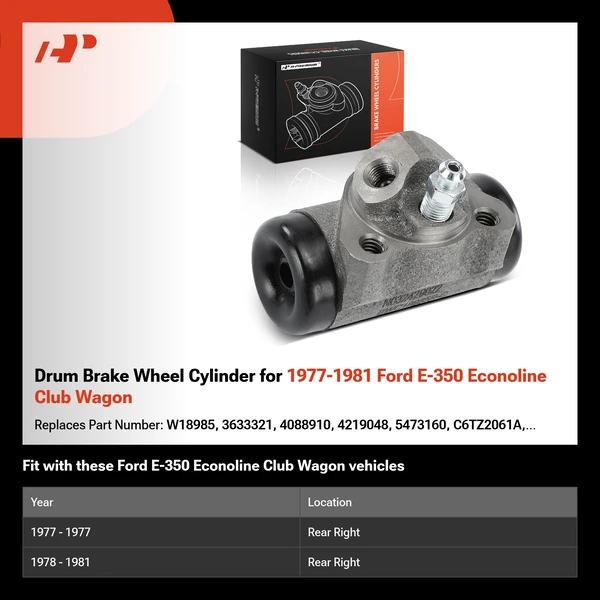 Drum Brake Wheel Cylinder for 1977-1981 Ford E-350 Econoline Club Wagon