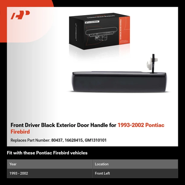 Front Driver Black Exterior Door Handle for 1993-2002 Pontiac Firebird