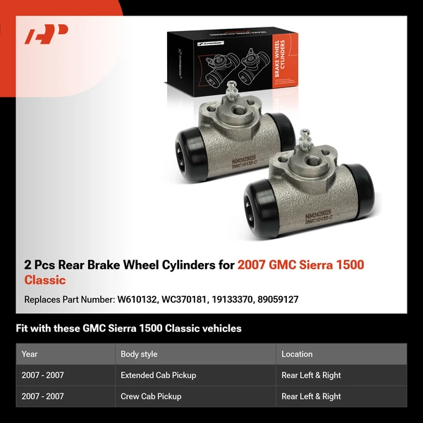 2 Pcs Rear Brake Wheel Cylinders for 2007 GMC Sierra 1500 Classic