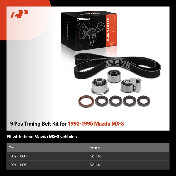 9 Pcs Timing Belt Kit for 1992-1995 Mazda MX-3