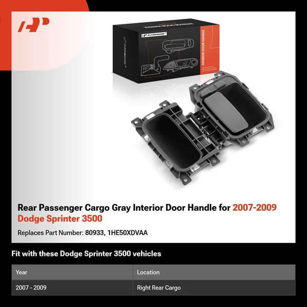 Rear Passenger Cargo Gray Interior Door Handle for 2007-2009 Dodge Sprinter 3500