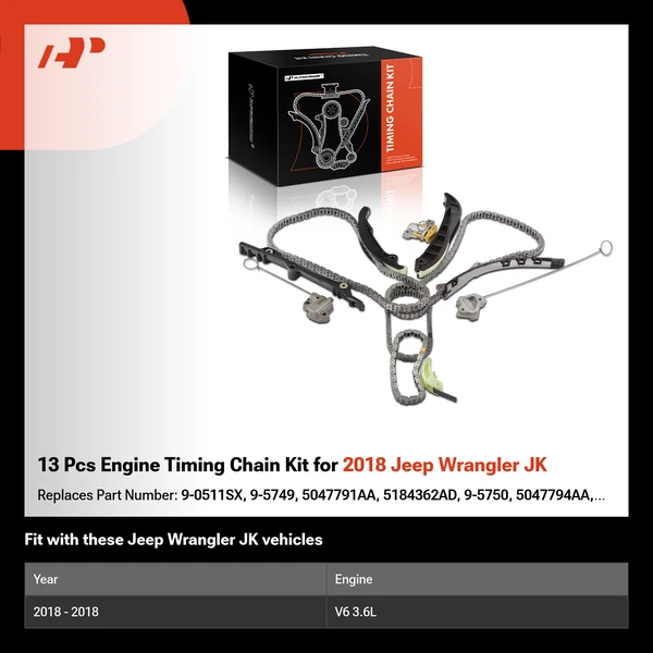 13 Pcs Engine Timing Chain Kit for 2018 Jeep Wrangler JK
