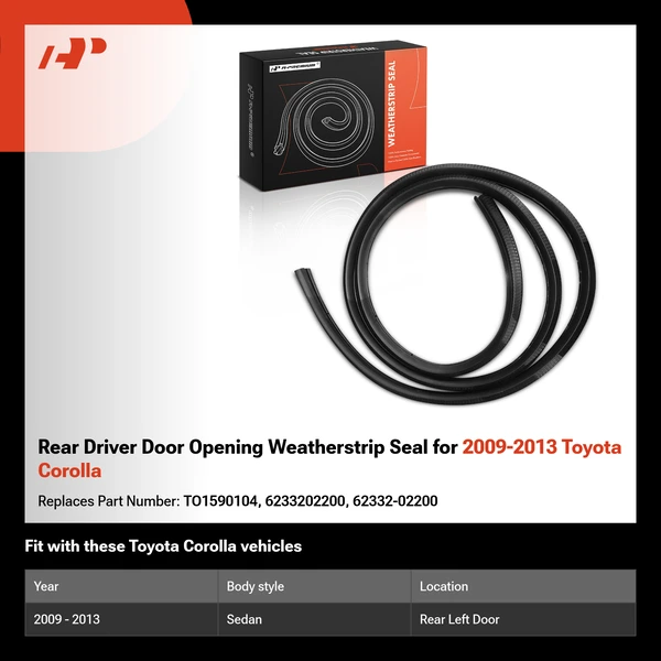 Rear Driver Door Opening Weatherstrip Seal for 2009-2013 Toyota Corolla