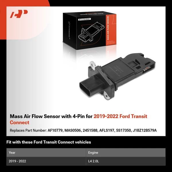 Mass Air Flow Sensor with 4-Pin for 2019-2022 Ford Transit Connect