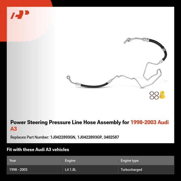 Power Steering Pressure Line Hose Assembly for 1998-2003 Audi A3