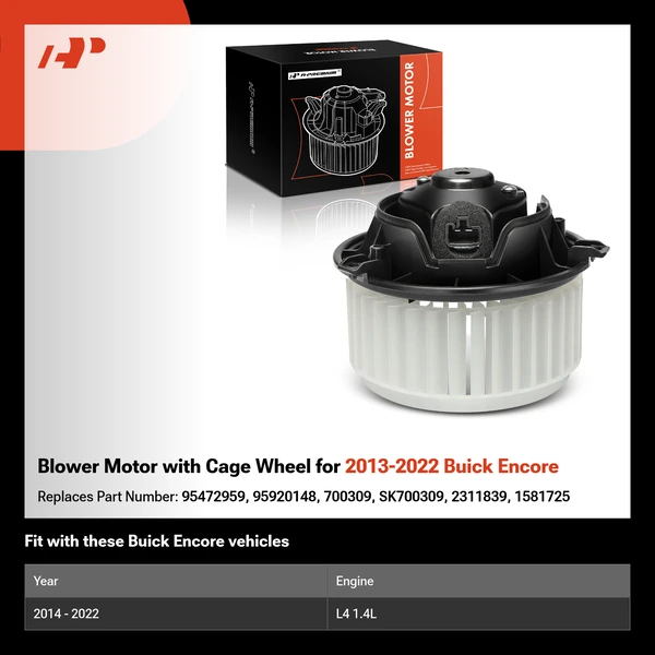 Blower Motor with Cage Wheel for 2013-2022 Buick Encore