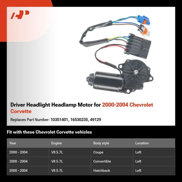 Driver Headlight Headlamp Motor for 2000-2004 Chevrolet Corvette