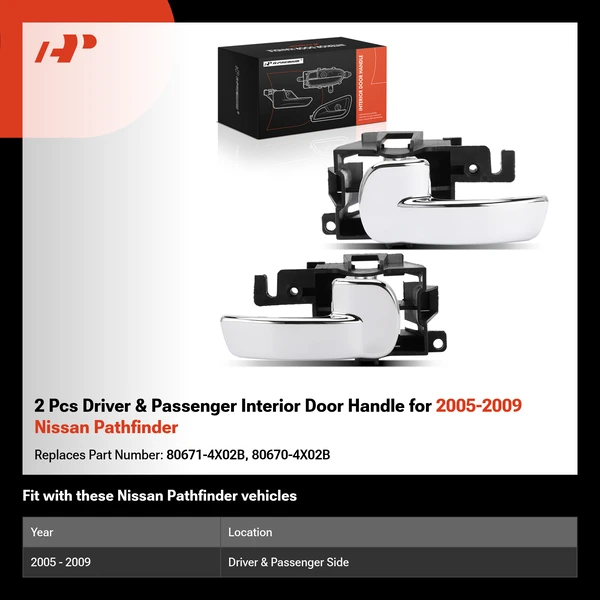 2 Pcs Driver & Passenger Interior Door Handle for 2005-2009 Nissan Pathfinder