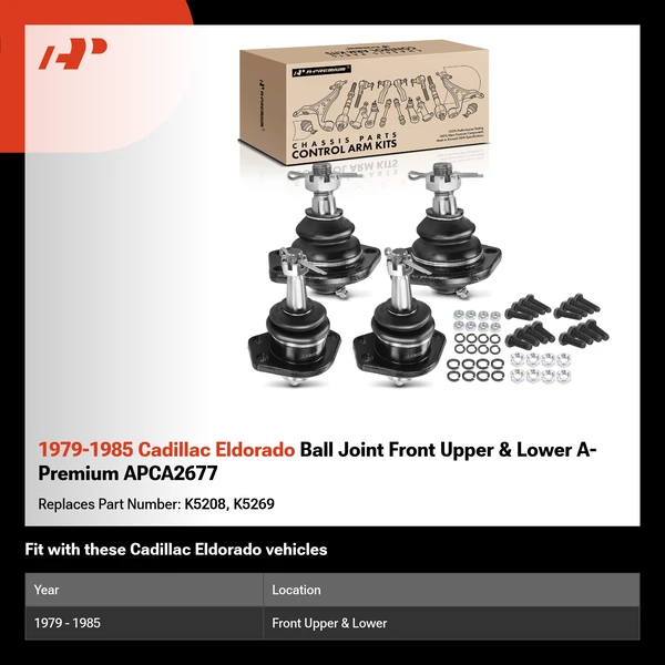 1979-1985 Cadillac Eldorado Ball Joint Front Upper & Lower A-Premium APCA2677